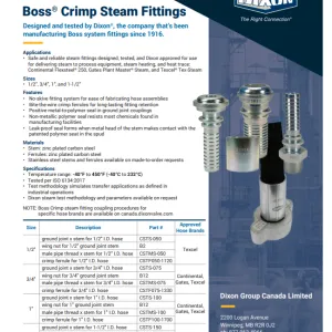 Boss® Crimp Steam Fittings