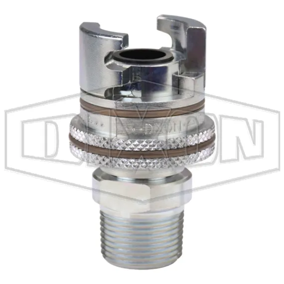 Dual-Lock P-Series Thor Interchange Male Thread Coupler with Knurled Flanged Sleeve