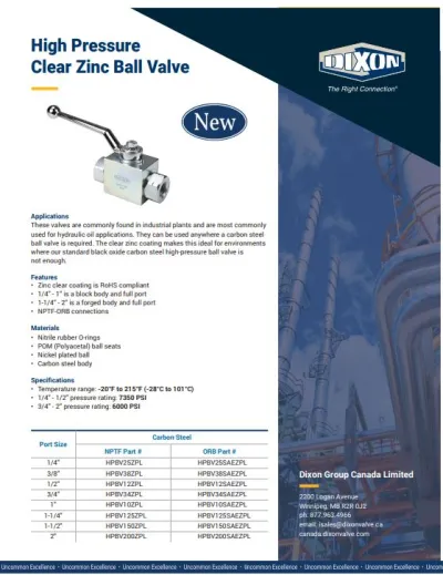 Clear Zinc Ball Valve