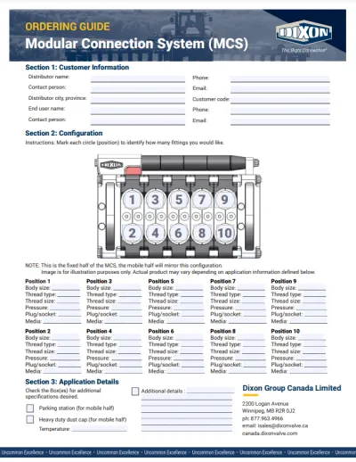 Modular Connection System (MCS) Ordering Guide