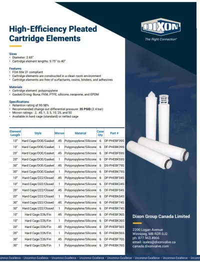 High-Efficiency Pleated Cartridges