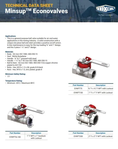 Minsup Econovales- Data Sheet